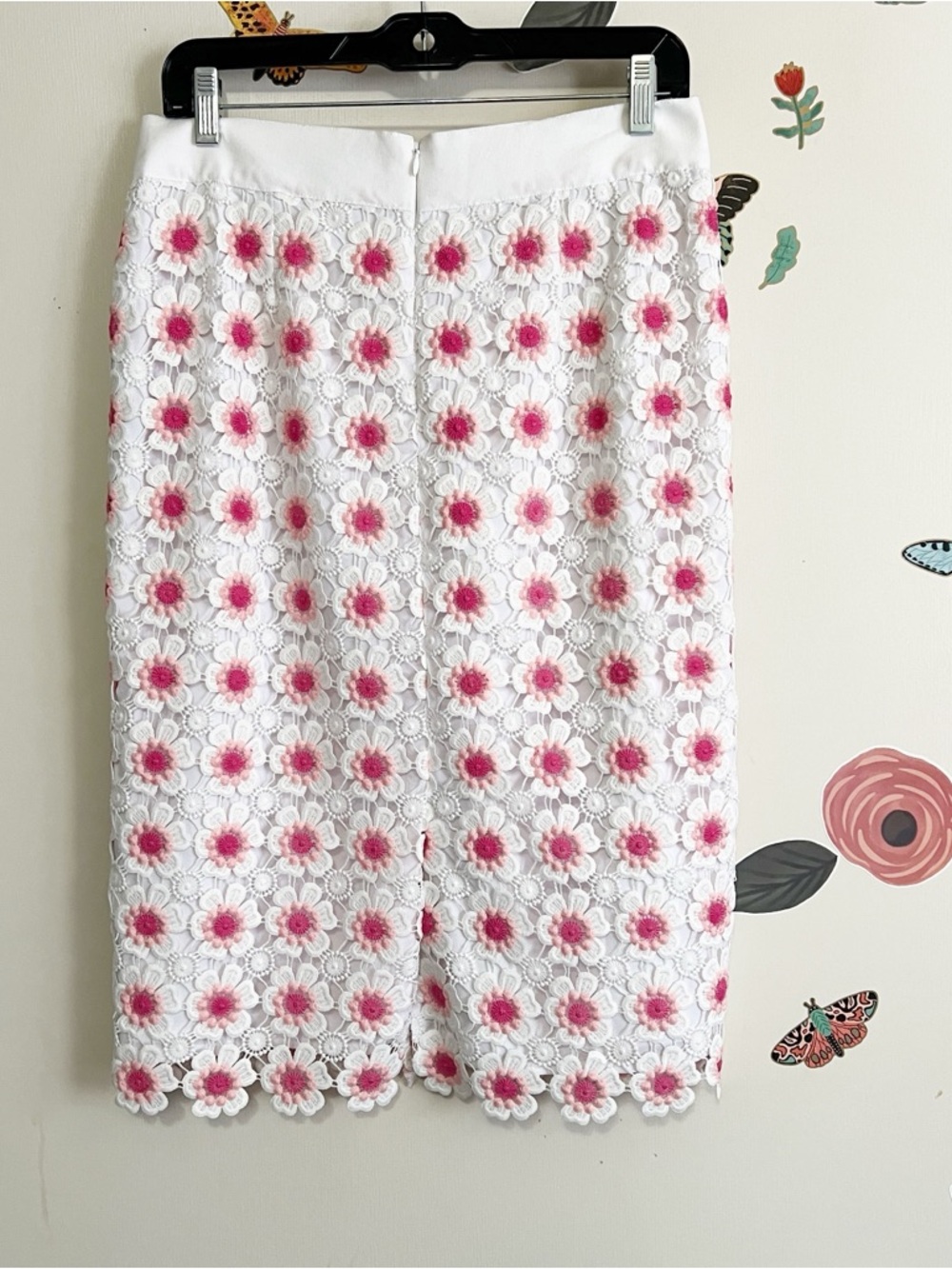 J. Crew Pink and White Floral Crochet Midi Skirt - Picture 4 of 8